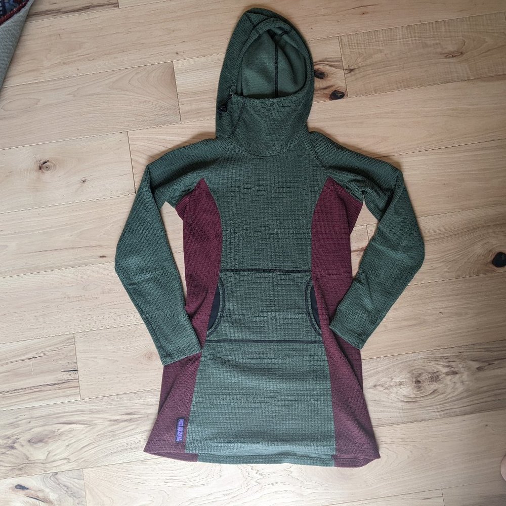 Melanzana microgrid dress in Juniper/Port SMALL